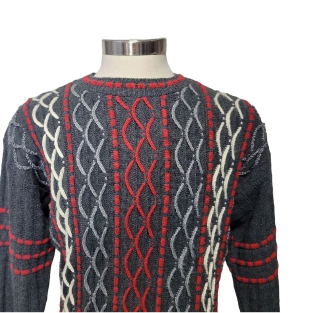 Vintage Bartell II long sleeve pull on sweater size Large gray red