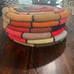Retro Set of 6 Vintage Handmade Knitted Round Seat Cushions Multicolor Kitsch