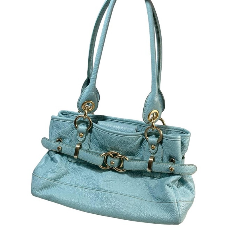 Wilson Leather Handbag Teal Green Gold Hardware Pebble Satchel Bag
