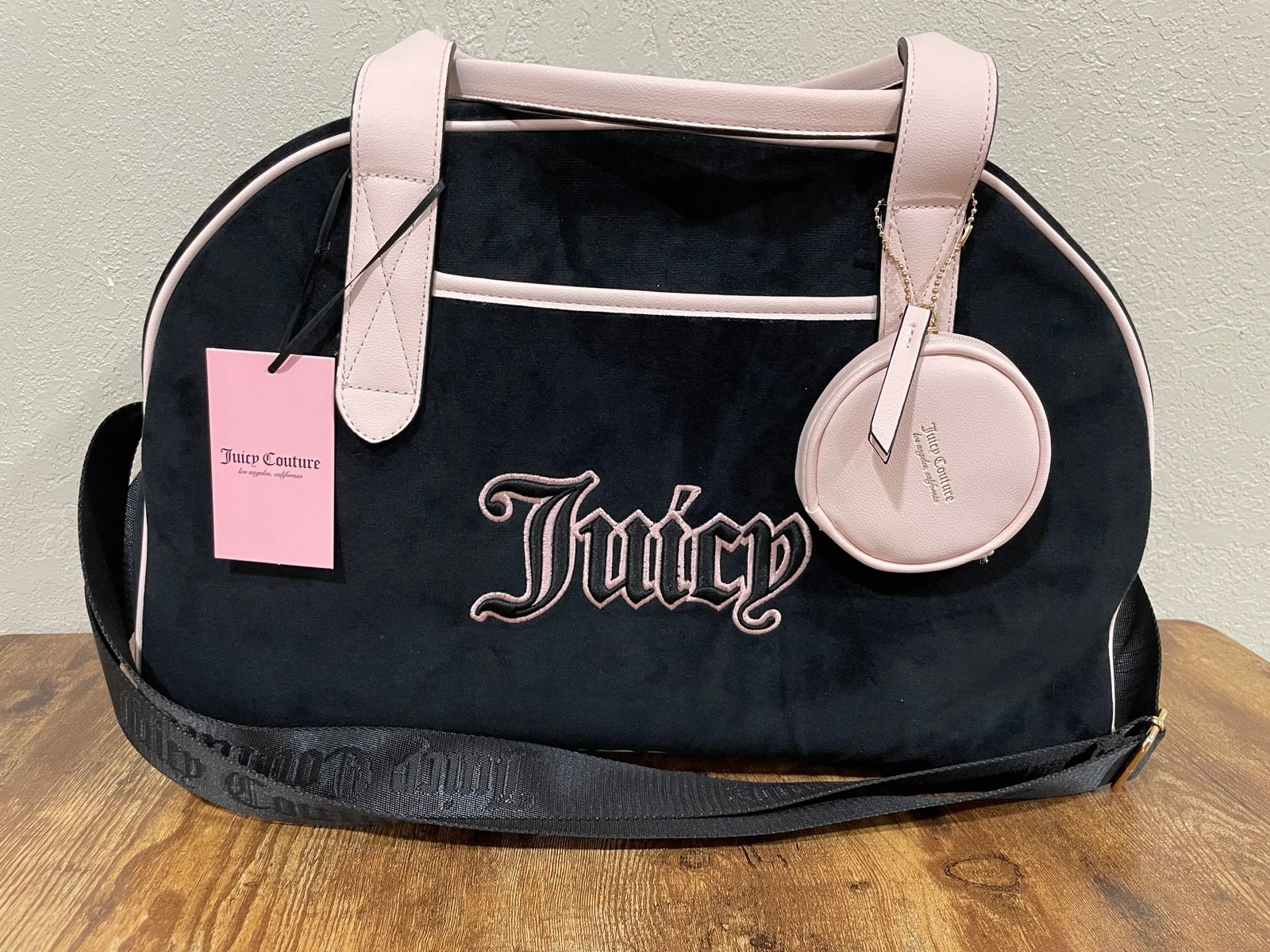 Juicy couture travel bag/ luggage/ weekender black and pink