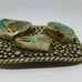 Paige Wallace Signed 3-Stone Natural Turquoise Silver Metal Belt Buckle Western
