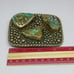 Paige Wallace Signed 3-Stone Natural Turquoise Silver Metal Belt Buckle Western