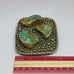 Paige Wallace Signed 3-Stone Natural Turquoise Silver Metal Belt Buckle Western