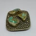 Paige Wallace Signed 3-Stone Natural Turquoise Silver Metal Belt Buckle Western