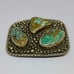 Paige Wallace Signed 3-Stone Natural Turquoise Silver Metal Belt Buckle Western