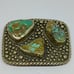 Paige Wallace Signed 3-Stone Natural Turquoise Silver Metal Belt Buckle Western