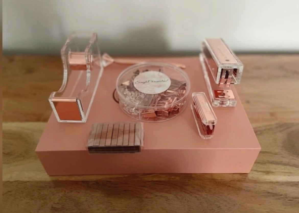 7pc Rose Gold Desk Organizer Set