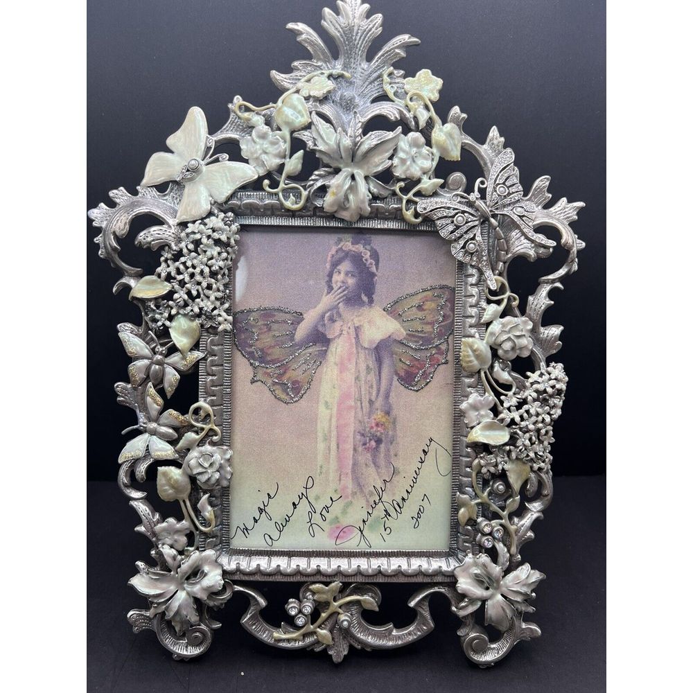Kirks Folly Butterfly Kisses Anniversary Picture Frame Enamel With Rhinestones