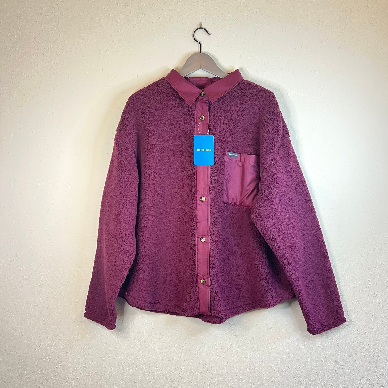 Columbia Women’s West Bend Sherpa Burgundy Shirt Jacket Shacket/Sz:XXL/NWT