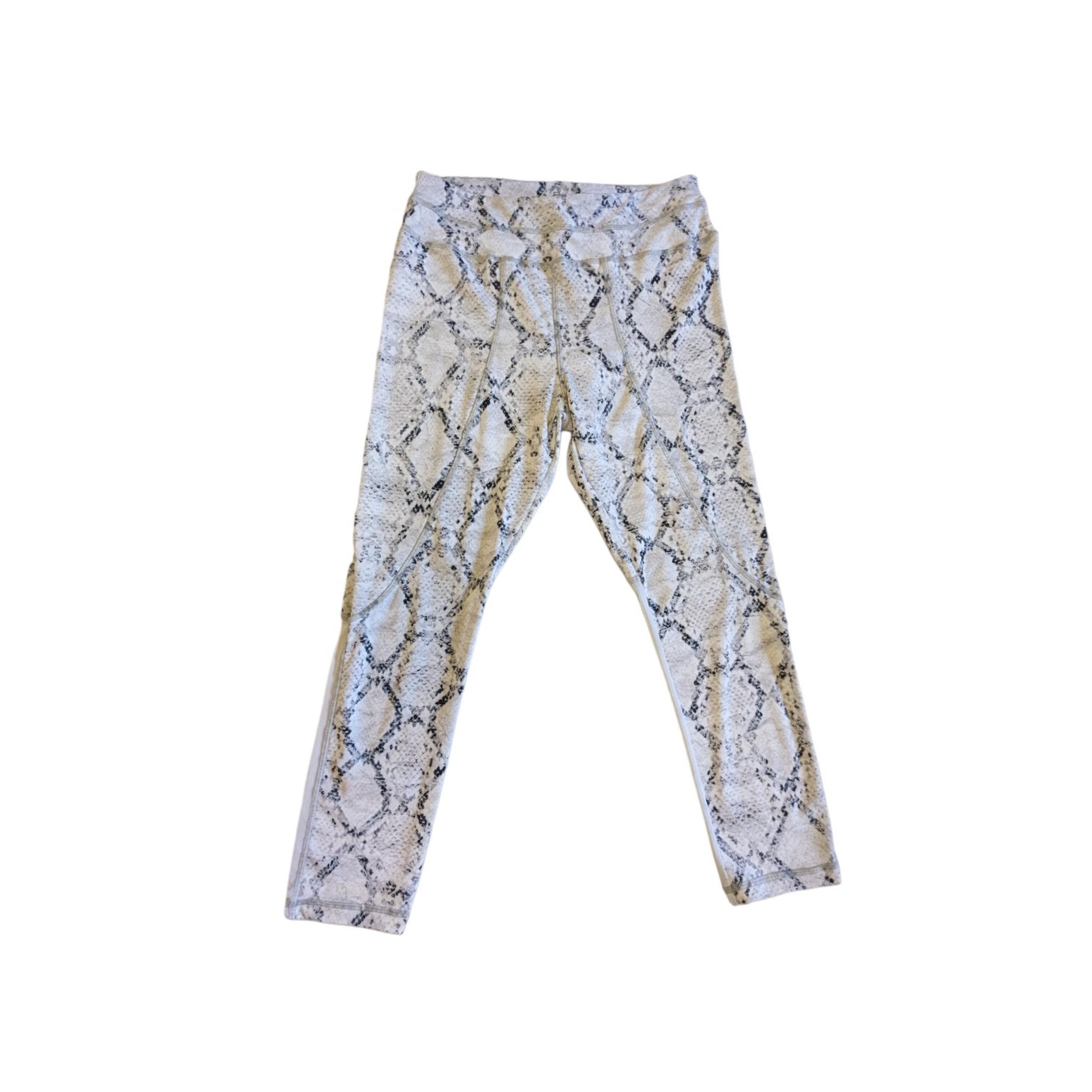 Varley Lena Python Mesh Leggings White Womens Small Activewear Sportswear Pants