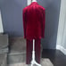 Women’s Red 3-Piece Velvet Pant Suit Peak Lapel Size S