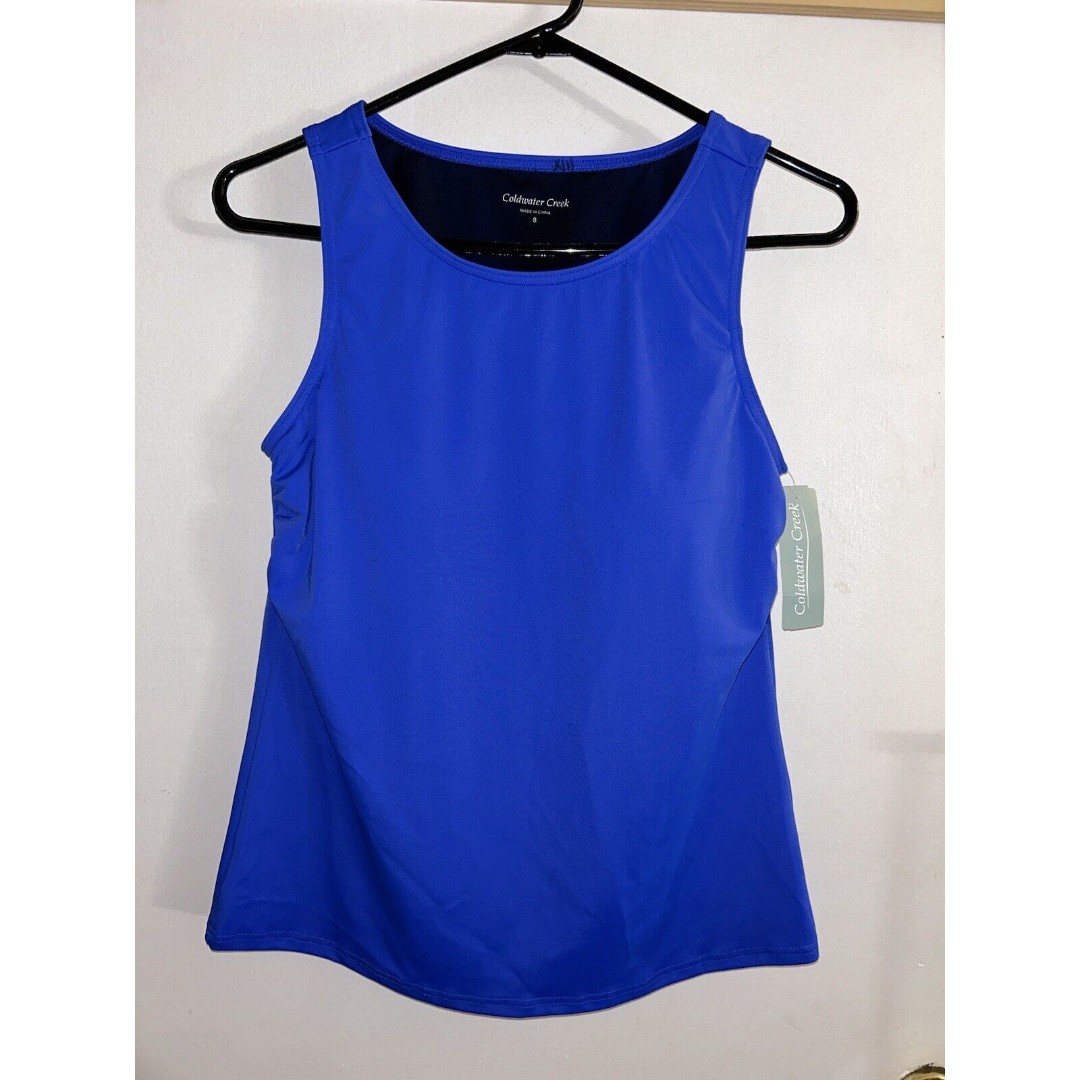 Coldwater Creek Womens Swim Swimsuit Top Blue Bra Beach Sleeveless Sz 8