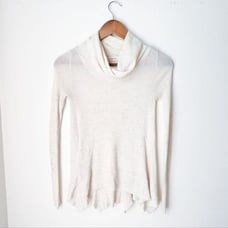 Anthropologie Sleeping on Snow Cream Wool Cowl Neck Sweater
