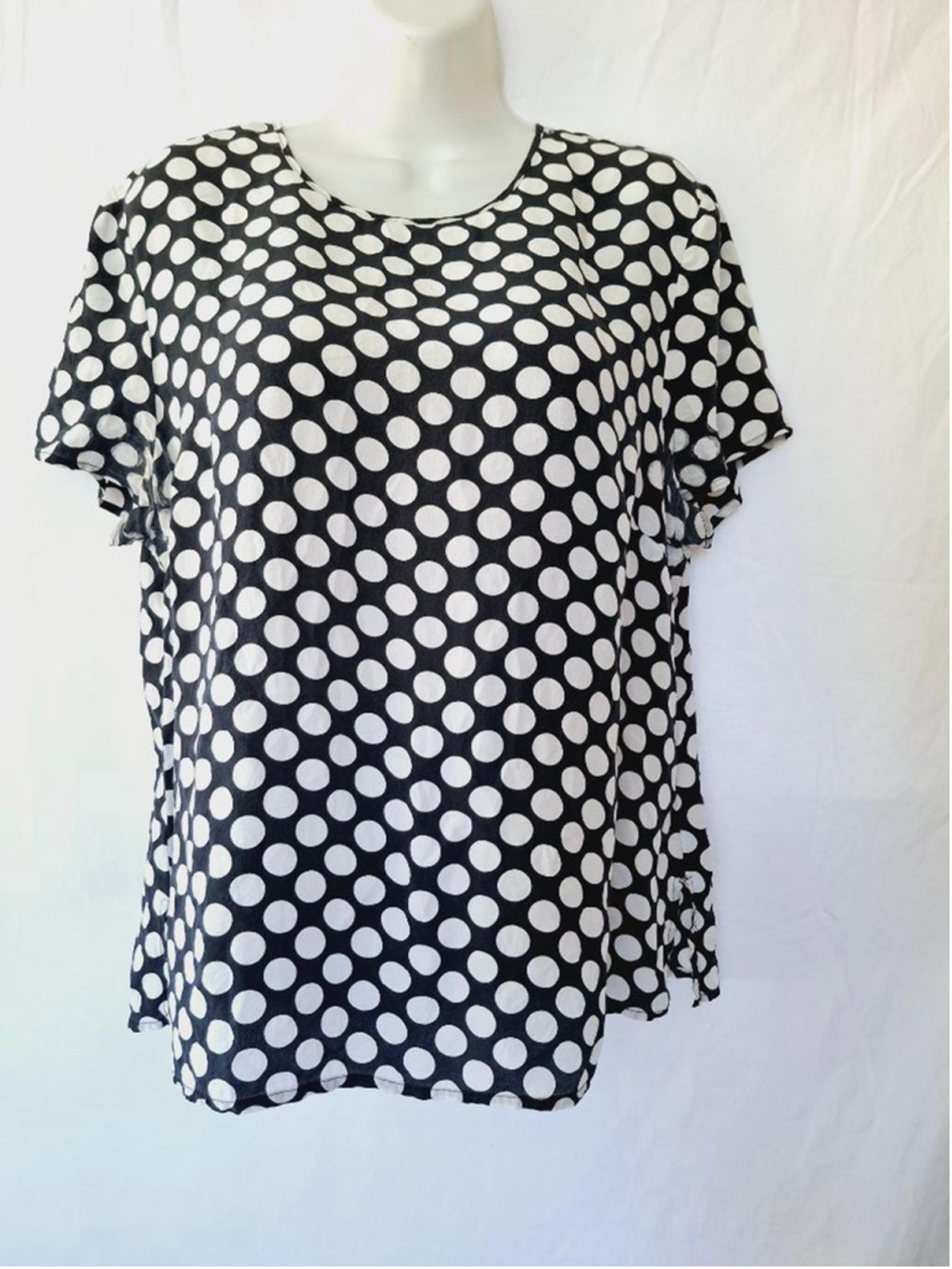 Nygard sz 14 Black White Polka Dot 100% silk office core money aristocrat blouse