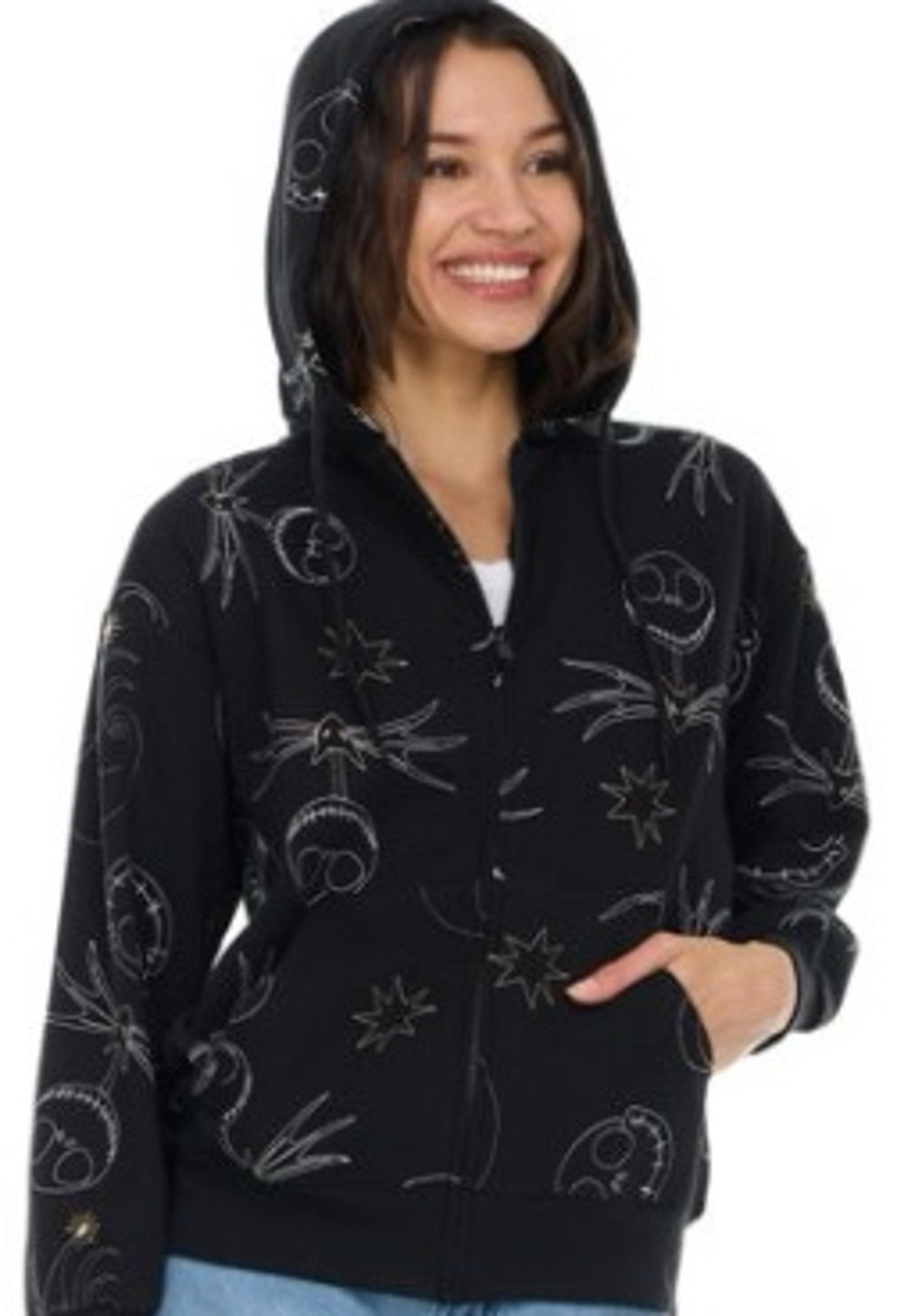 Tim Burton’s Nightmare Before Christmas Disney Women’s Black Hoodie Jacket NWT