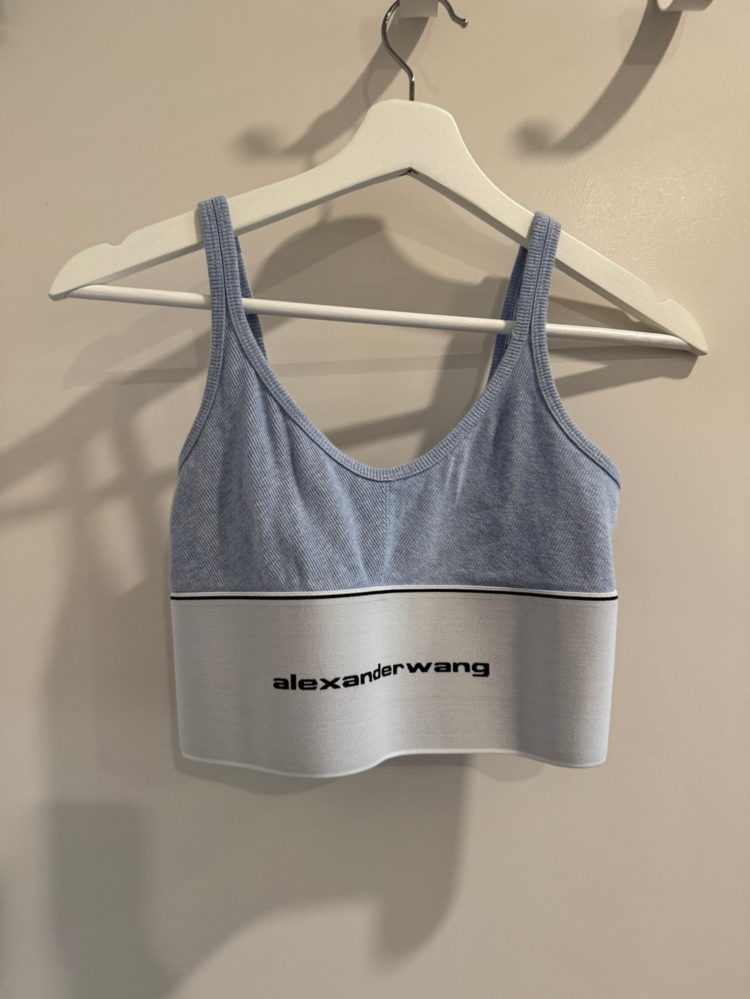 Alexander Wang LOGO ELASTIC BRA IN RIBBED JERSEY
color: chambray blue
Size S