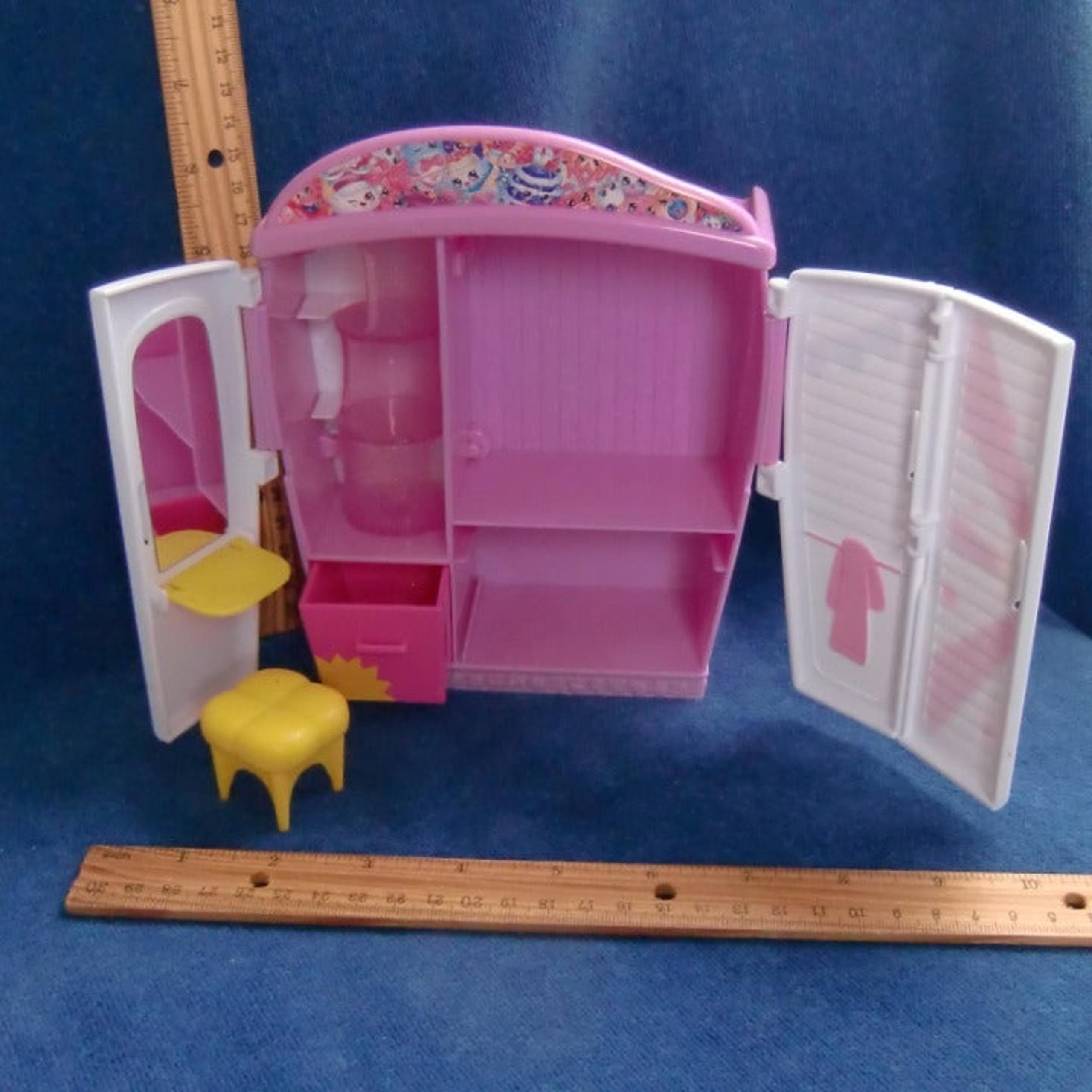 Small Doll Wardrobe Play Closet OK Pink Yellow White Moose Shopkins Polly Kelly