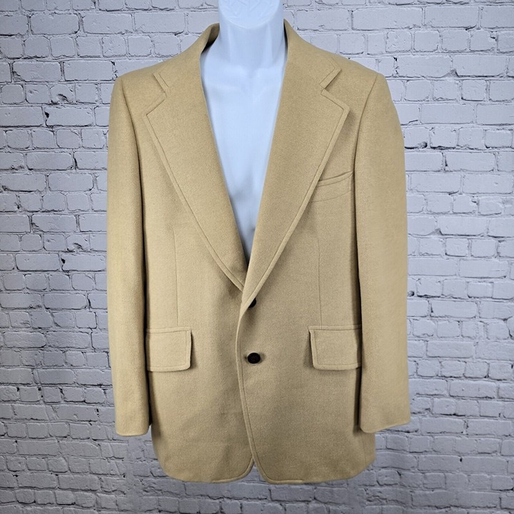 VTG Austin Reed 100% Camel Hair Camel Colored Two Button Blazer USA Made Mens 42