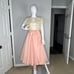 Vtg 60s House Of Bianchi Sz XS Fit Flare Midi Dress Jacket Peach Cream