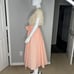 Vtg 60s House Of Bianchi Sz XS Fit Flare Midi Dress Jacket Peach Cream