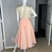 Vtg 60s House Of Bianchi Sz XS Fit Flare Midi Dress Jacket Peach Cream