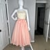 Vtg 60s House Of Bianchi Sz XS Fit Flare Midi Dress Jacket Peach Cream