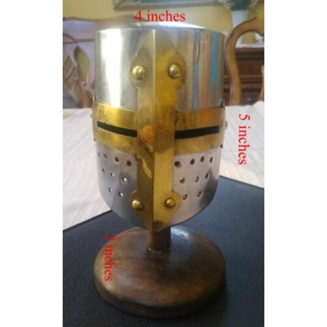 Miniature 5 Inch 20-Gauge Steel Crusader Helmet W/Stand ~New