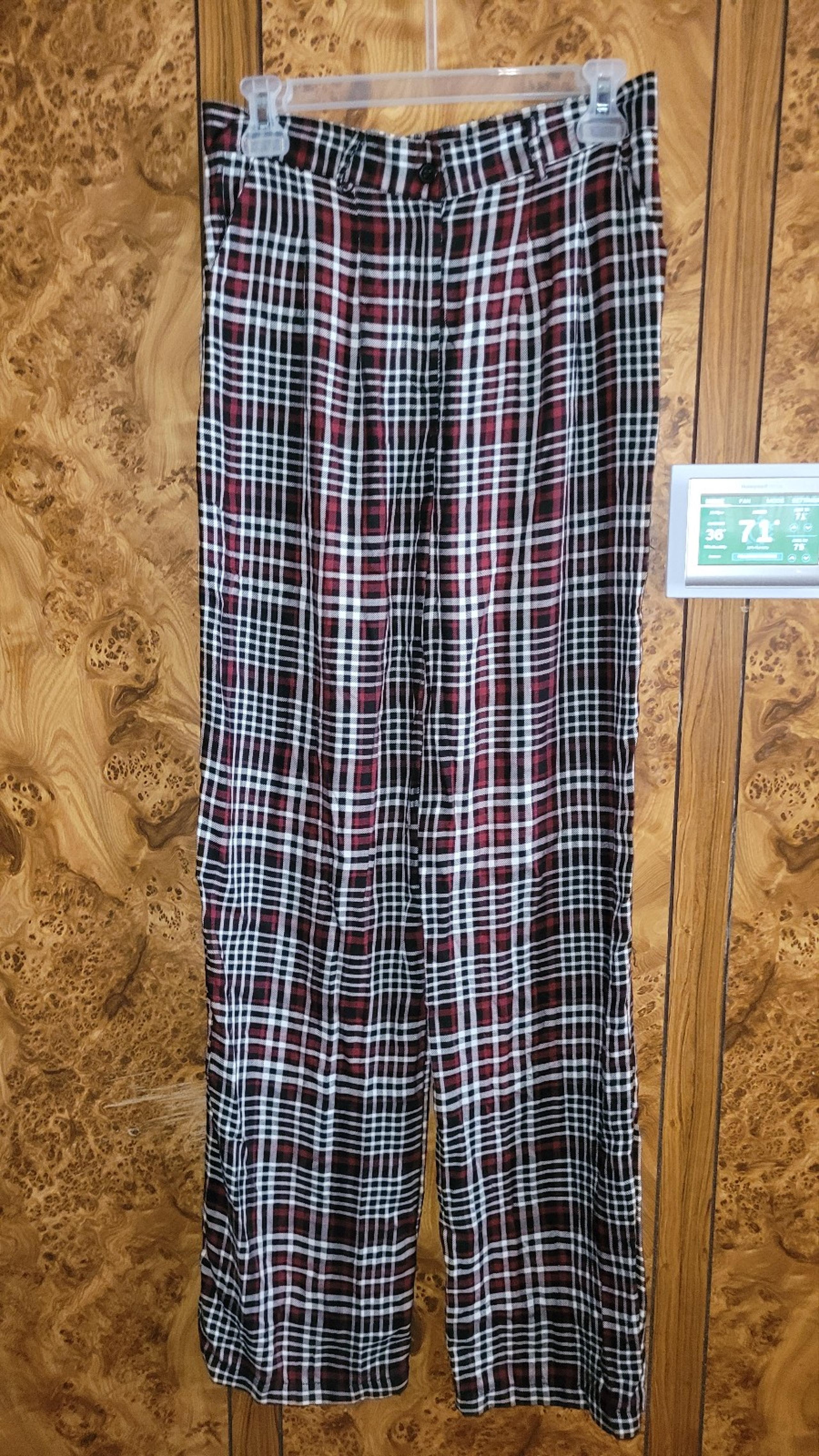 NO BOUNDARIES womens junior plaid dress pants NEW zip front pockts blk wht 7/9