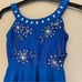 Glamour dance costume blue bedazzled rhinestones sequin dress-child S/MC