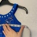 Glamour dance costume blue bedazzled rhinestones sequin dress-child S/MC
