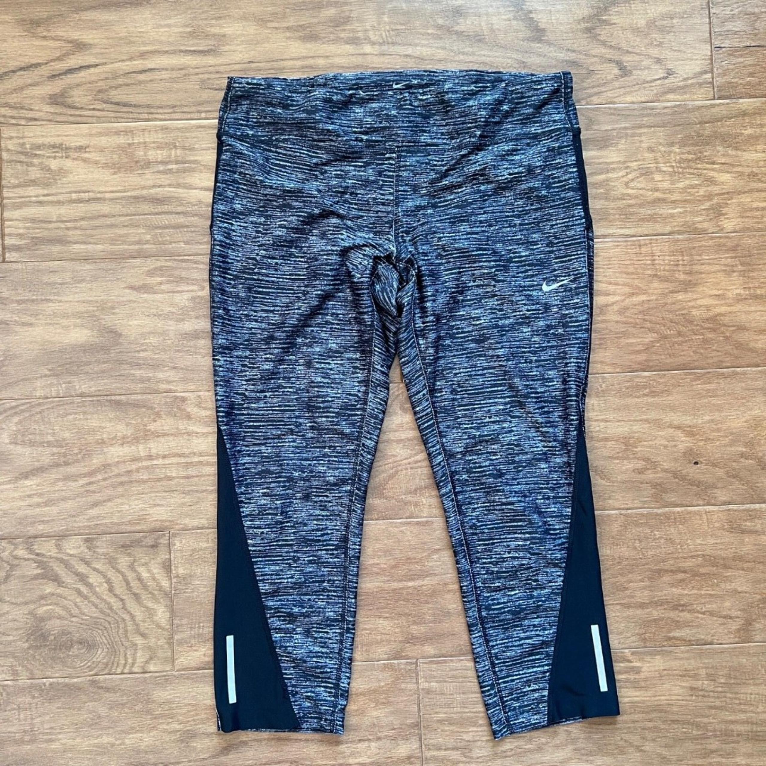 Nike Tights Women's Size XL Crop Running Printed Training Racer Black/Gray