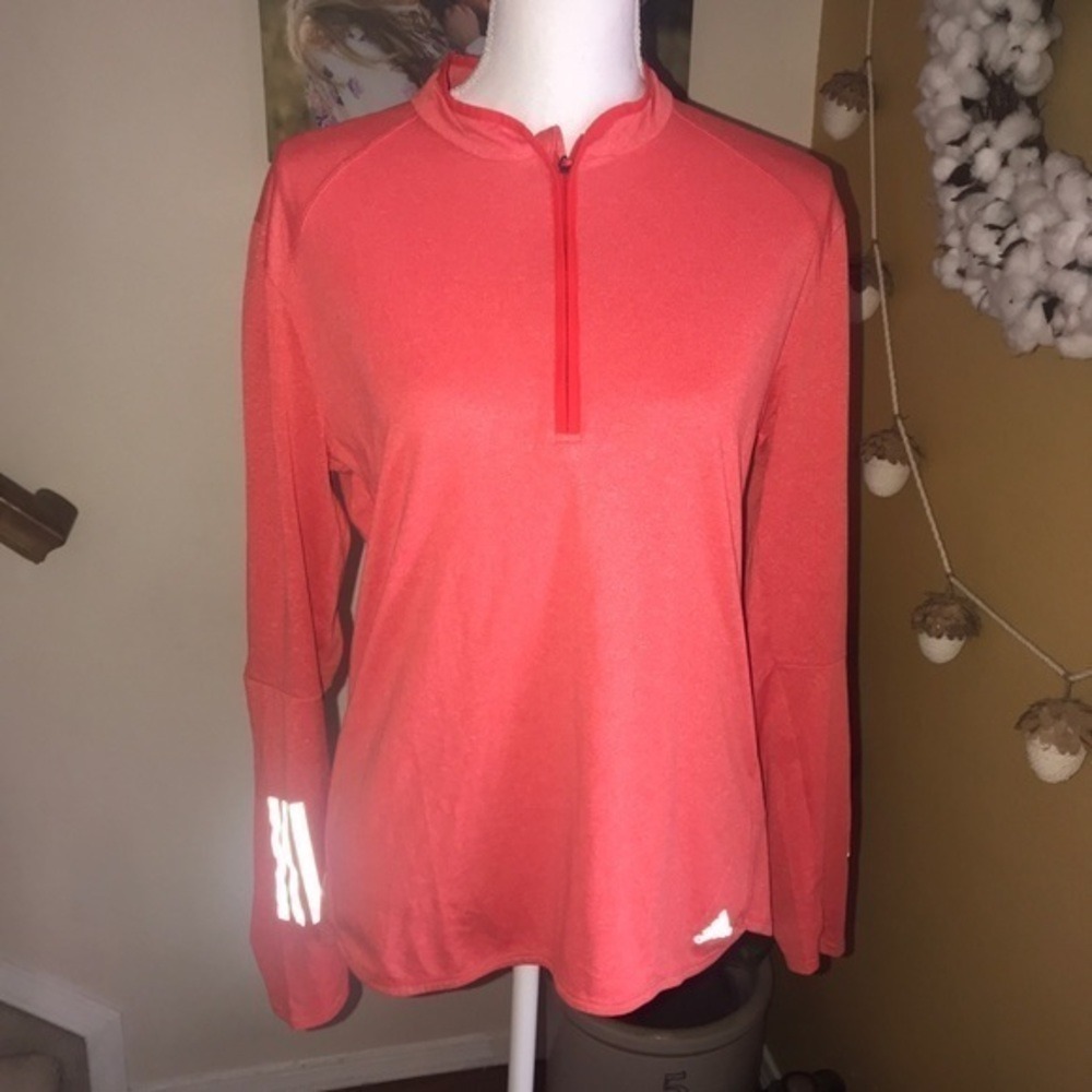 Adidas red half zip pullover layering top size L