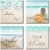 Seashell Beach Pictures Canvas Wall Art For Bathroom (12'' x 12'' x 4 Panels)