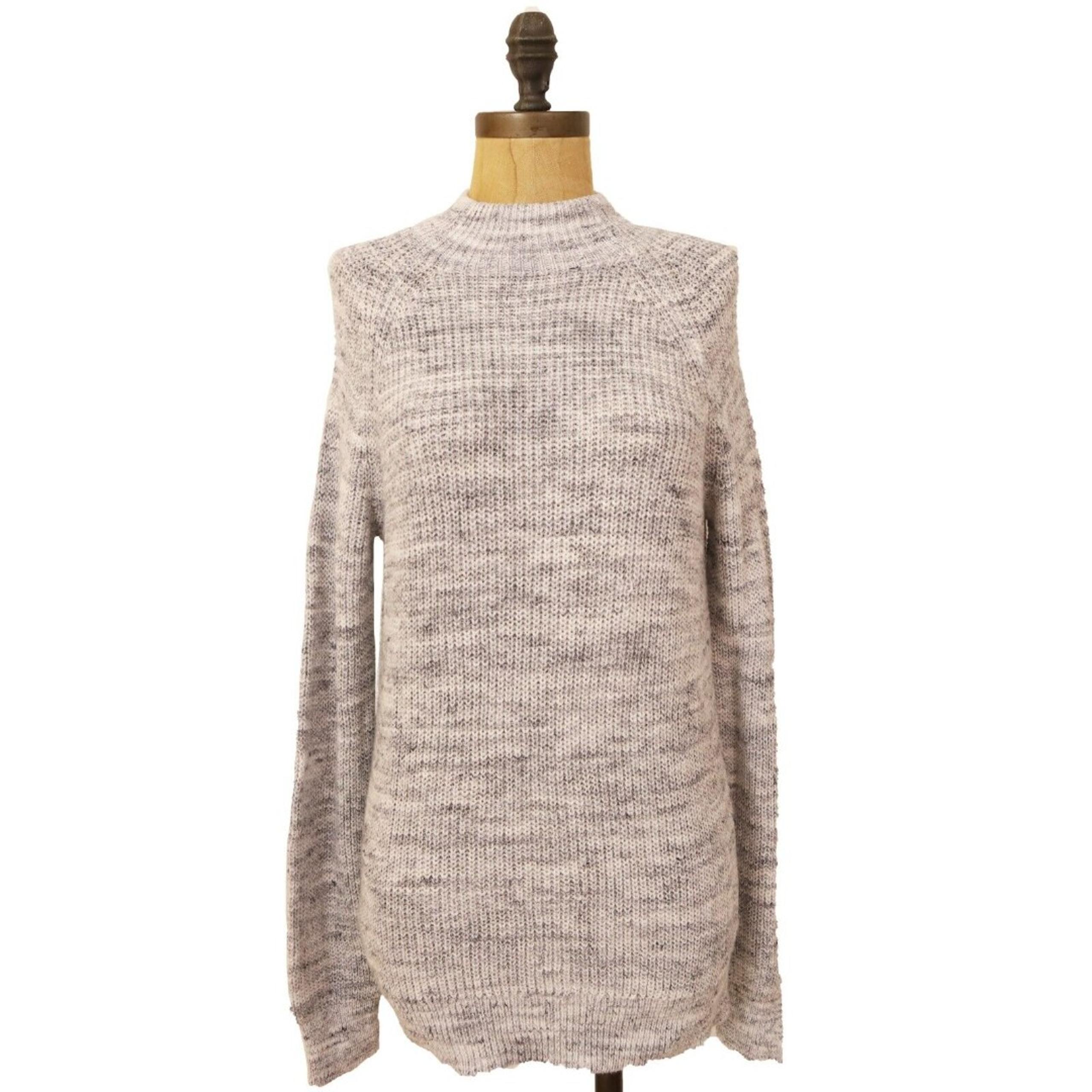 Space Dye Pullover Sweater Top Size S Mock Neck Ivory Gray NWT B58 - Caslon