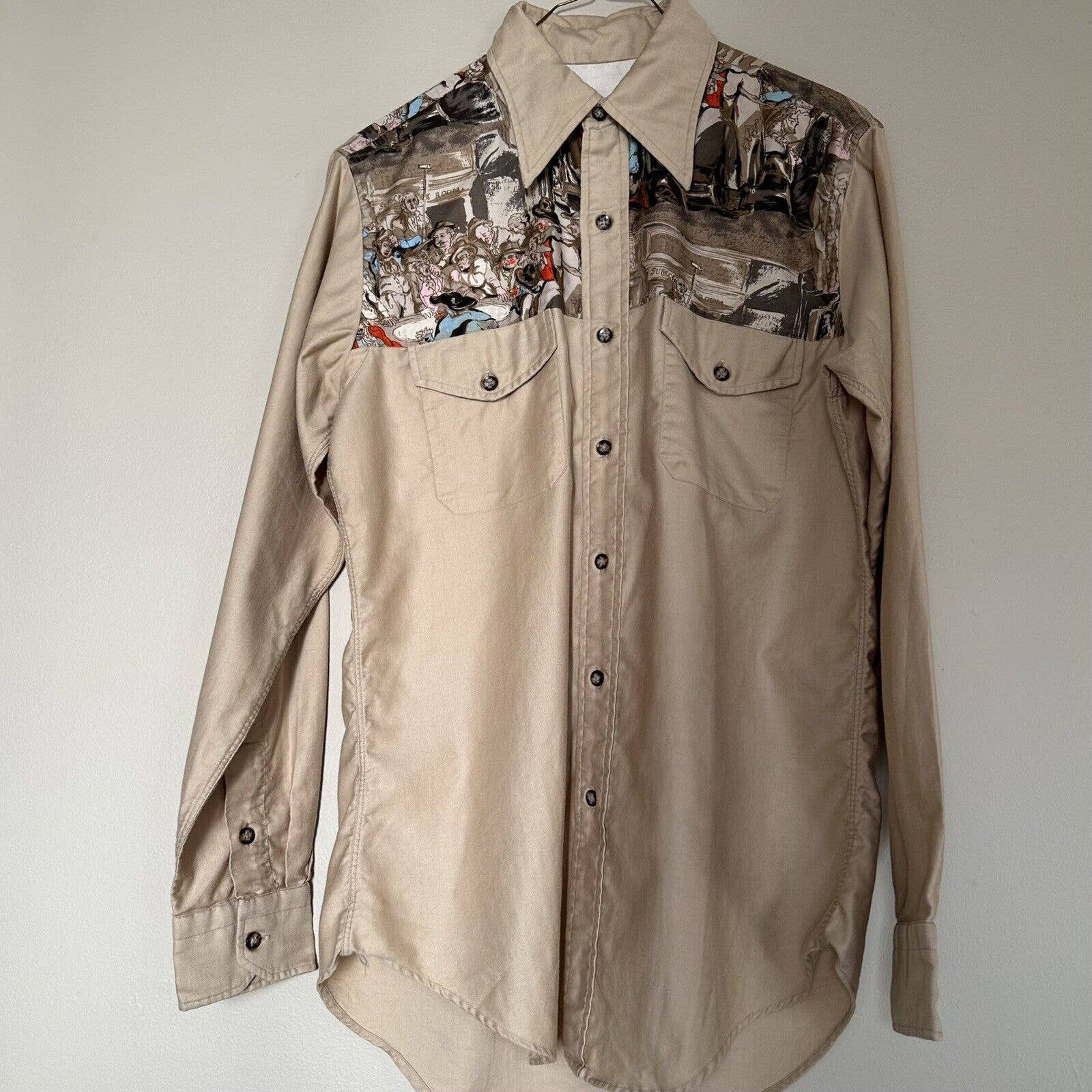 Vintage Western Cowboy Shirt beige size Medium