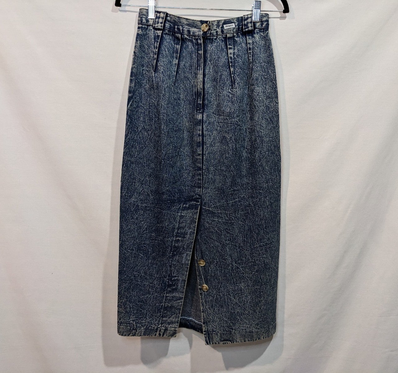 Vintage Prezzia Acid Wash Denim Tailor Fit Pencil Maxi Skirt Size 5