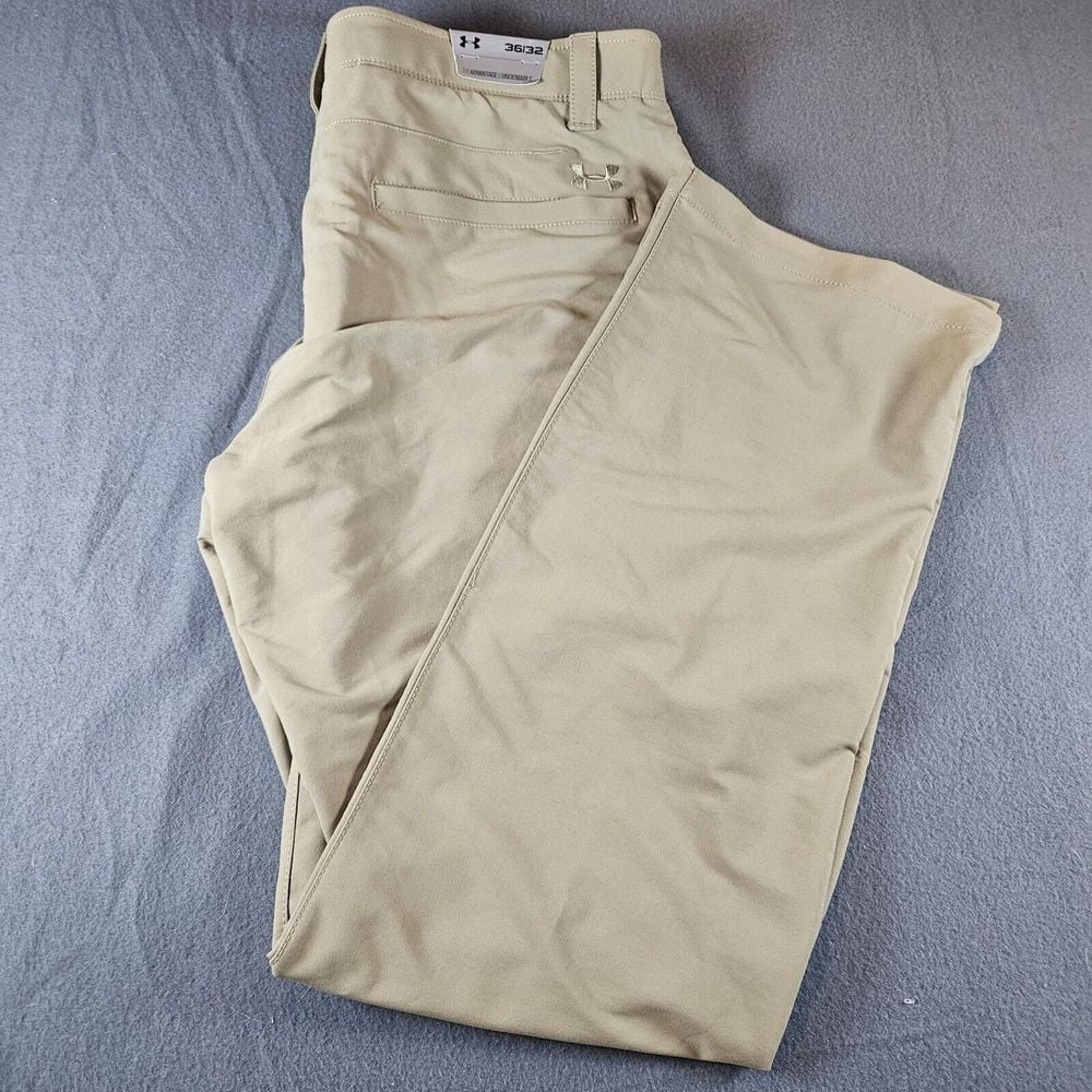 Khaki Showdown Golf Pants Men's Size 36x32 Breathable Nylon Blend - Under Armour
