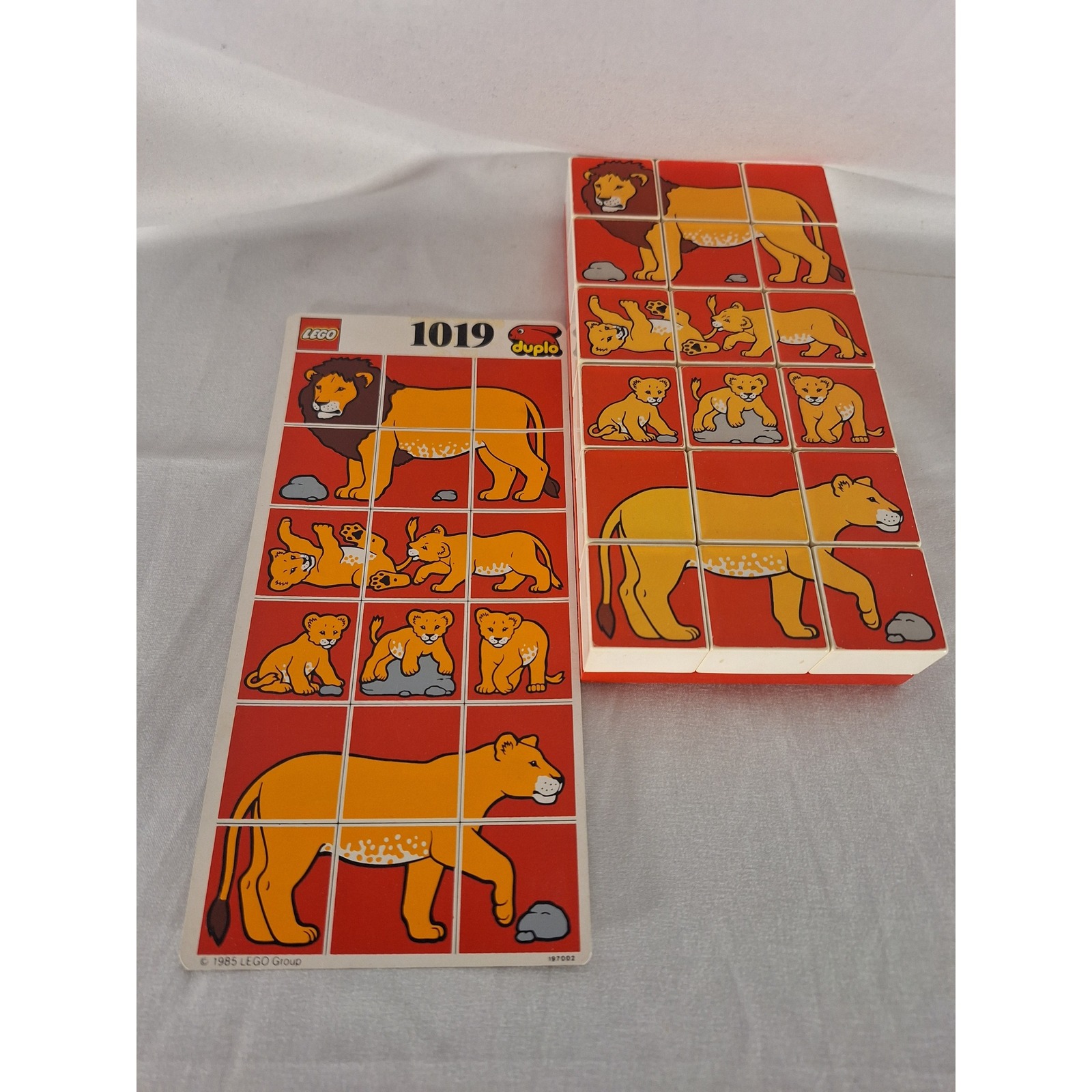Vintage LEGO Duplo Lion Puzzle 1019 1985 Complete Picture Matching Game Toy