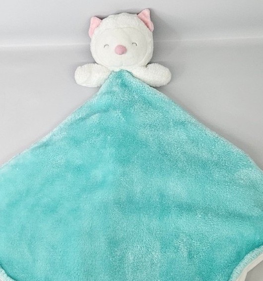 HTF Carters Baby Blanket Owl Aqua White Lovey Security Blanket