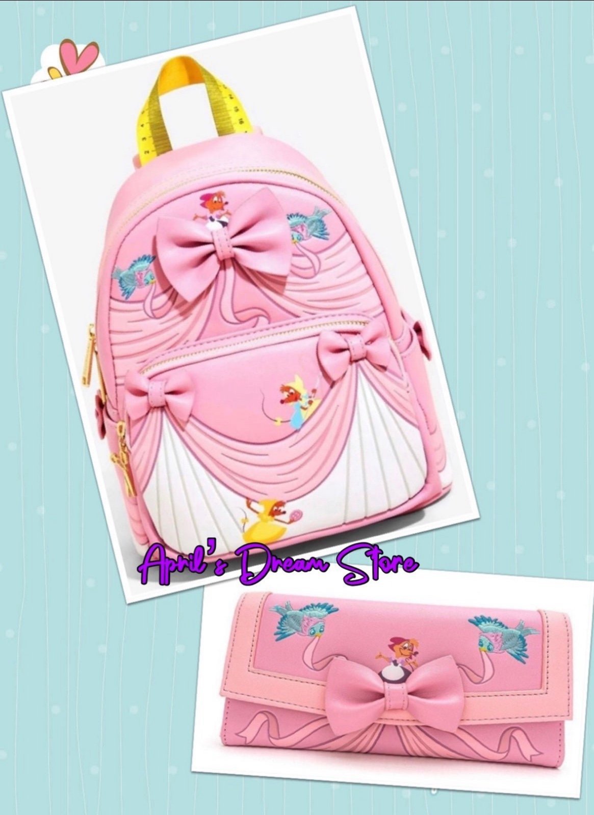 Loungefly Disney Cinderella Pink Dress Mini Backpack & Wallet Set