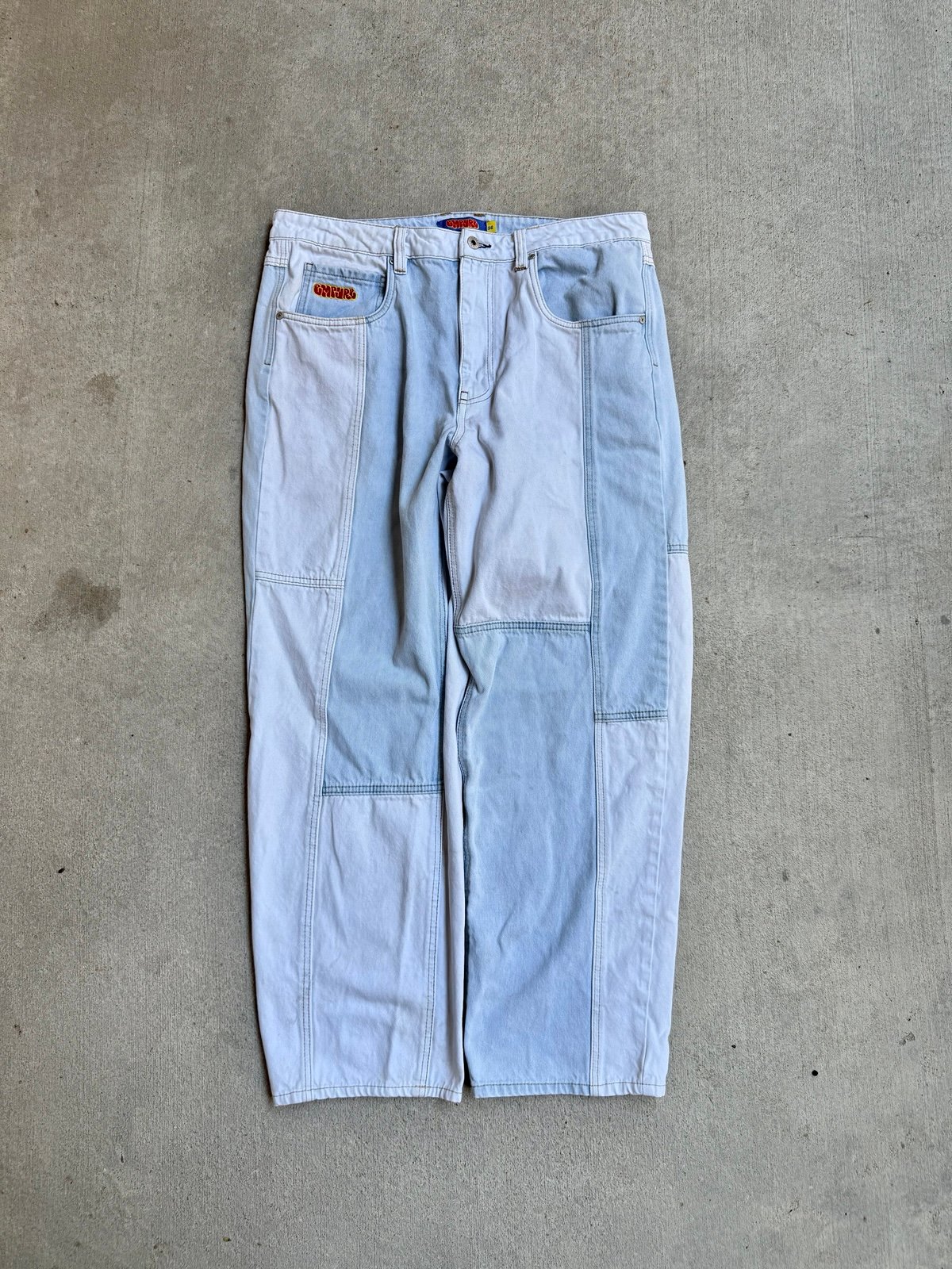 Empyre Y2K Light Wash Patchwork Men’s Baggy Skater Jeans 36x30