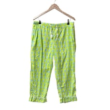 SZ Blockprints X J.Crew Cotton Voile Pajama Pants Green Paisley Large L