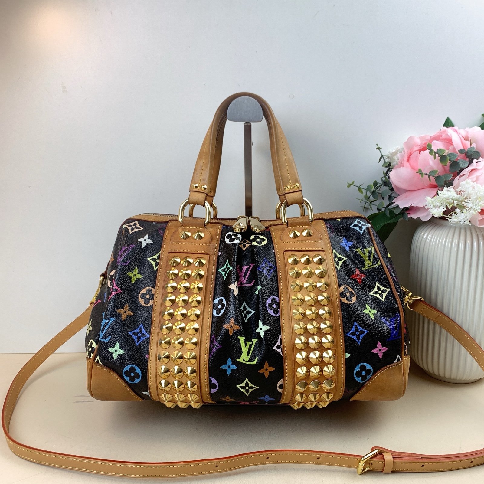 Louis Vuitton Murakami Black Multicolor Courtney MM  Crossbody Bag