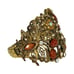 VTG Brass Tone Flower Butterfly Statement Bracelet 6.5 Wide Clamper Rhinestones