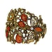 VTG Brass Tone Flower Butterfly Statement Bracelet 6.5 Wide Clamper Rhinestones