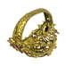 VTG Brass Tone Flower Butterfly Statement Bracelet 6.5 Wide Clamper Rhinestones