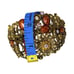 VTG Brass Tone Flower Butterfly Statement Bracelet 6.5 Wide Clamper Rhinestones