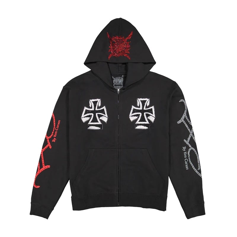 Ken Carson x Ed Hardy XMan Zip Up Hoodie Black Size: Medium Brand New