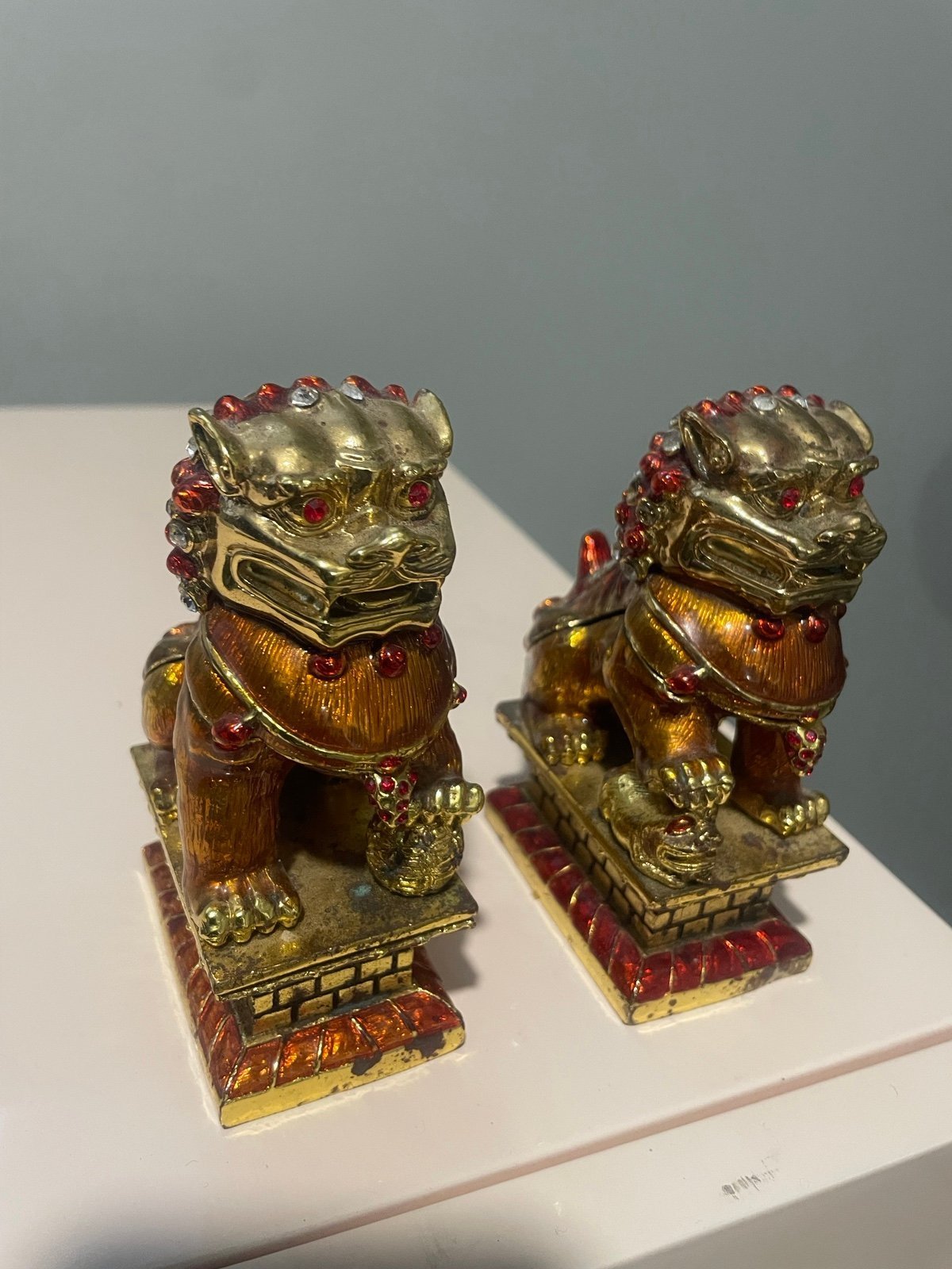 Vintage pair of feng shui foo dogs