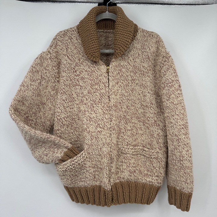 Vintage 1970s Cowichan Zip-up Sweater Jacket Casual Sporty Knit Cardigan Retro A